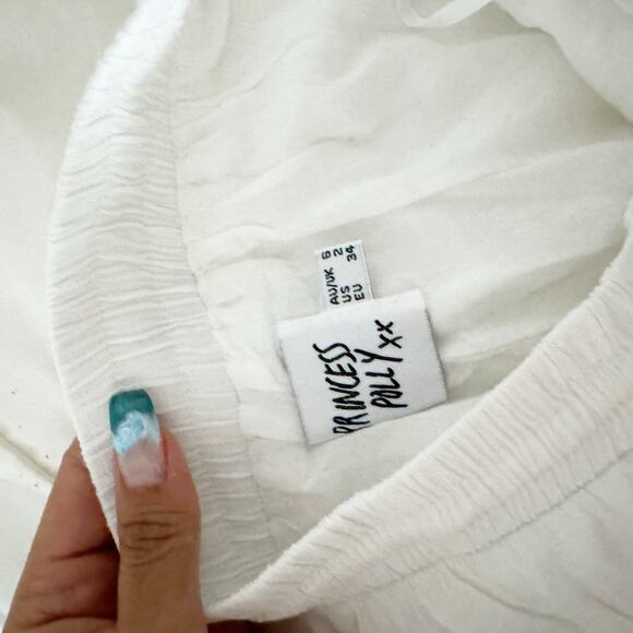 Princess Polly shorts womens 2 White High Rise Flowy beach boho bohemian summer - Picture 4 of 8